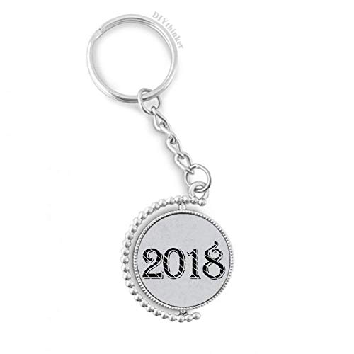 Llavero giratoria recuerdo de año nuevo con medalla grabada Pilgrim con anillo