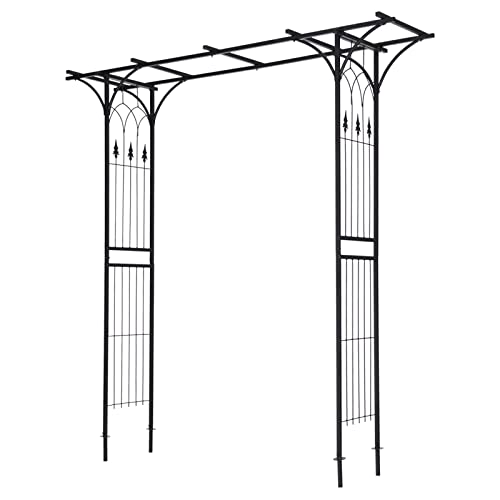 Tangkula 7.3 Ft Garden Arbor, Metal Arch With Trellis For Climbing Plants Outdoor, Decoration Outdoor Garden Archway With Gate For Vines, Flowers, Wedding, Bridal Party, Ceremony #TOP29