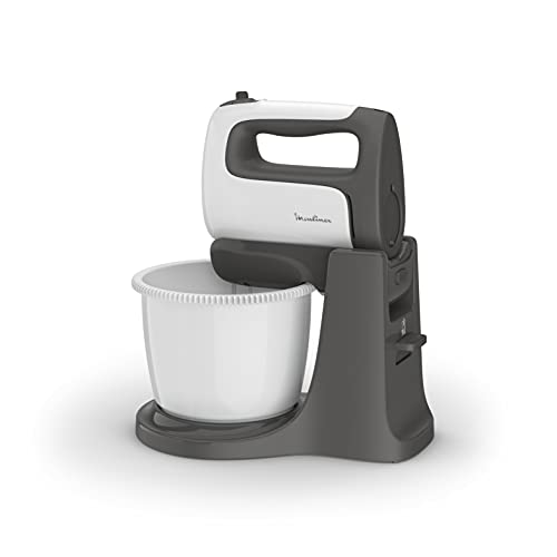 Moulinex HM4641 Prep'Mix+ Batteur électrique 500 W avec fouets et crochets pétrisseurs en acier inoxydable, récipient autorotant de 2,5 L, 5 vitesses et réglage Turbo – Image 3