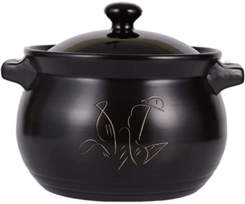 Cacerola para guiso doméstico, color blanco, gran capacidad, para gachas, cocina, color negro, 8 L