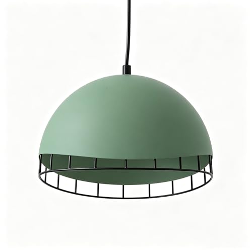 Image of Pendant Light, Vintage Green Black Metal Shade | Modern Hanging Light Fixture, Easy Install with Cord, E26 Socket, For Kitchen Island, Bedroom, Dining Room, Living Room