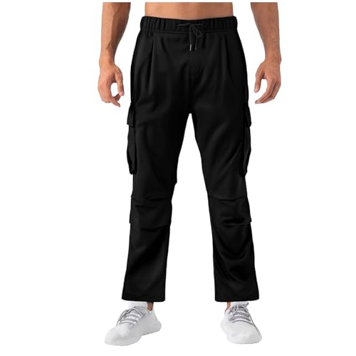 Casual Cargo Pants for Mens Stretch Drawstring Sweatpants Elastic Waist Pants Wide Leg Trouser Outdoor Work Pant
