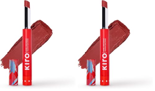 Image of KIRO Slickstick Luxe Matte Lipstick-Firecracker Red,2.4g,High-Pigment Velvet Matte Finish,Hydrating & Long-Lasting,Infused with Peptides & Hyaluronic Spheres,12 Nude,Pink,Brown & Red Shades