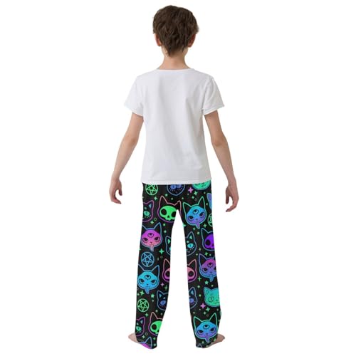 Boys' Pants Magical Witchcraft Cats Colorful Long Bottoms Jogger Pants Elastic Waist Trousers with Pockets S-XL3