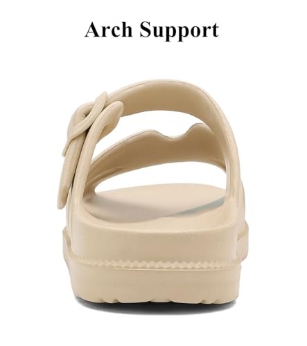 Image of Haifago Women's Flat Sandals with Arch Support, Summer Beach Slip on Slides Comfort Lightweight H-Strap Sandal Adjustable Buckle