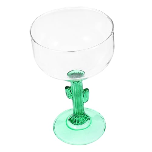 POPETPOP Copa Margarita de Vidrio Transparente con Diseño de Cactus Copa Decorativa para Vino y Cócteles para Hogar y Bares Reutilizable