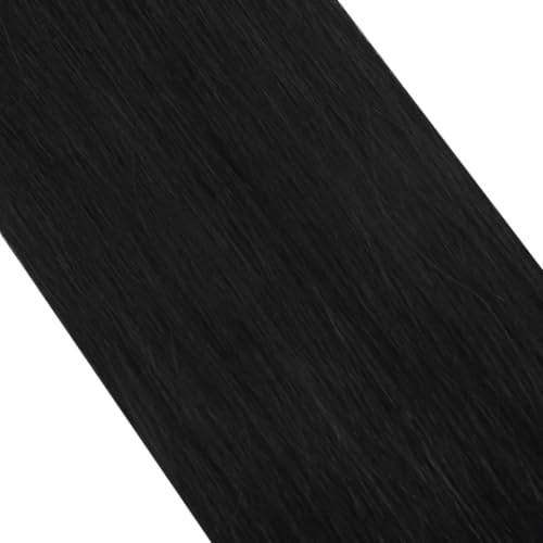 Image of Moresoo Microlink Hair Extensions, 50 Feather Tips, Jet Black, 20 Inch | 25 strands, 40g, paired strand design, lower-profile root, cold fusion application, reusable system, added length
