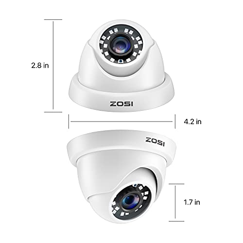 ZOSI 4 Pack 2MP 1080p HD-TVI Home Security Camera Outdoor Indoor 1920TVL, 24PCS LEDs, 80ft Night Vision, 90°View Angle, Weatherproof Surveillance CCTV Dome Camera