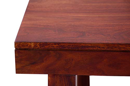 Image of 6 Seater Solid Wood Dining Table Set with 6 Cushioned Chairs | Teak Finish Dining Set for Home & Kitchen | Modern Wooden Dining Furniture