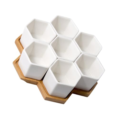 HIAKDOFT Macetas Hexagonales de Cerámica para Suculentas Juego de Macetas con Decoración Moderna para Oficina