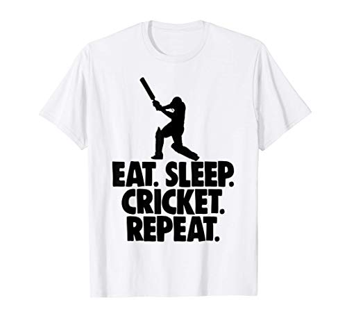 Eat Sleep Cricket Repeat T-Shirts Funny Cricket Lovers Gifts Camiseta