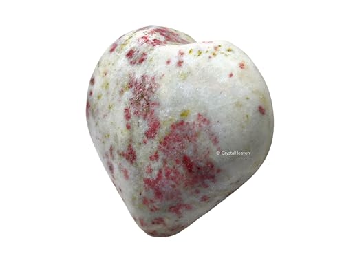 Image of Crystal Heaven Certified Cinnabarite Heart Palm Pebbles Stones For Anxiety Stress Relief Massage-Aaa Grade Original Healing Gemstone Agate Heart Palm Stone For Yoga Meditation Spiritual
