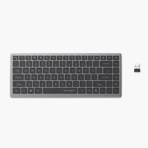 Kensington KB435 Clavier sans Fil EQ 2.4G USB Plug-and-Play, Clavier Compact Silencieux Rechargeable, Disposition AZERTY, Touche Copilot AI, Compatible avec Windows Mac...