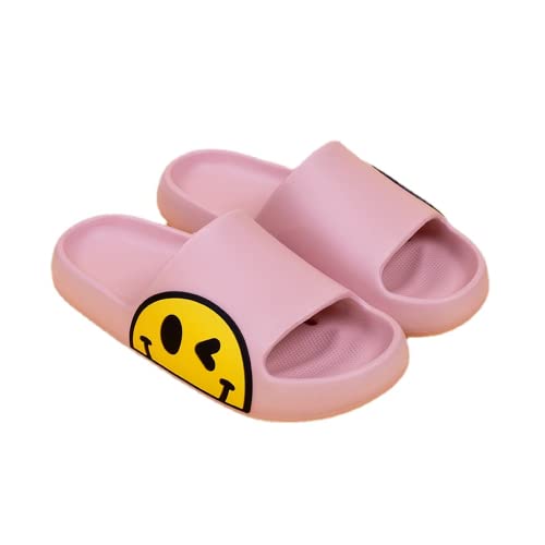Cute Slippers for Women Men, Summer Anti-Slip Indoor Outdoor Open Toe Slides, Soft Lightweight Thick Sole Sandals Casual Shoes, Stylea-pink, 10.5-11 Little Kid