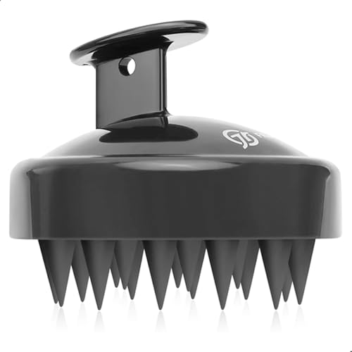 FReatech Cepillo Pelo de Silicona para Champú y Masaje Cabeza, [Mojado & Seco] Masajeador Cuero Cabelludo, Limpieza Profunda y Cuidado, Exfoliación Suave y Estimula Crecimiento del Cabello, Negro