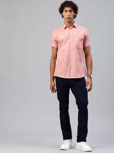 Image of Majestic Man Men Slim Fit Pure Cotton Solid Half Sleeve Casual Shirt