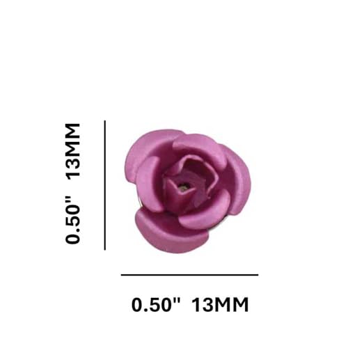 Pink Aluminum Rose Flower Stud Pierced Earring4