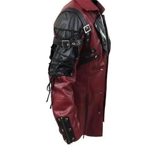 DGHM-JLMY Men Steampunk Medieval Jacket Gothic Frock Coat Uniform Motorcycle Biker Coat Faux Pu Leather Jacket Overcoat2