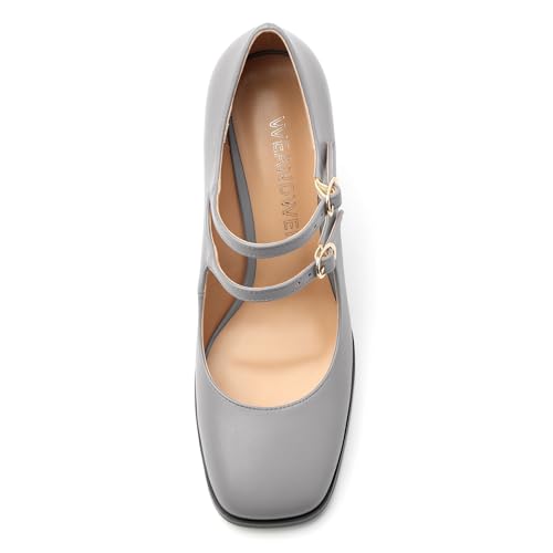 Women's Mary Jane Single Shoes, High Heeled Close Toe Pumps for Women, Comfortable Square Toe Dress Wedding Shoes3