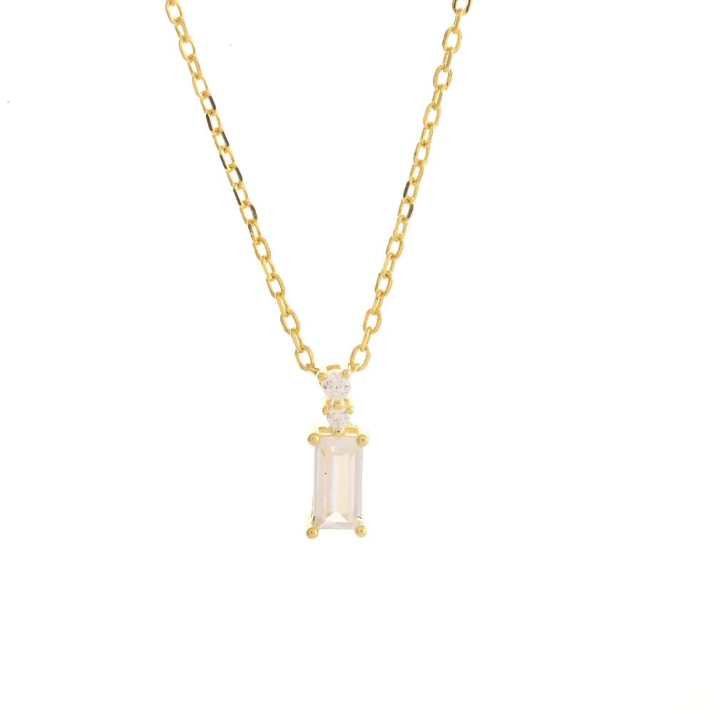 Collier plaqué zircon brillant S925 petit carré diamant