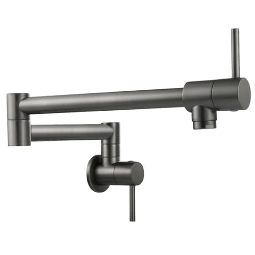 Grifo de llenado de ollas gris de latón para montaje en pared de cocina