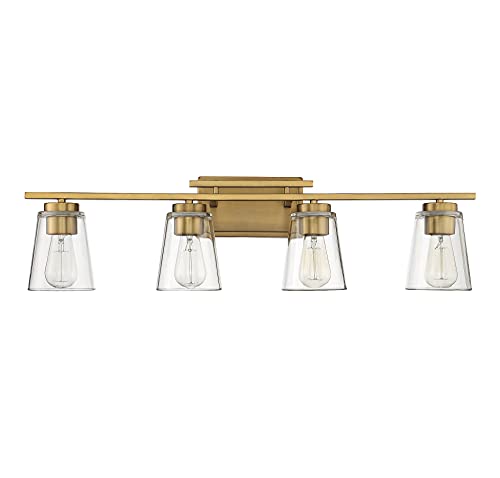 Savoy House 8-1020-4-322 Calhoun 4-Light Bathroom Vanity Light In Warm Brass (32" W X 9" H) #TOP1