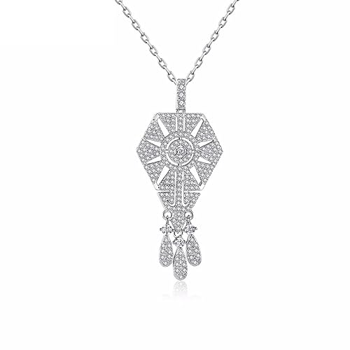 Collier pendentif vintage pour femme chic avec cristaux ronds