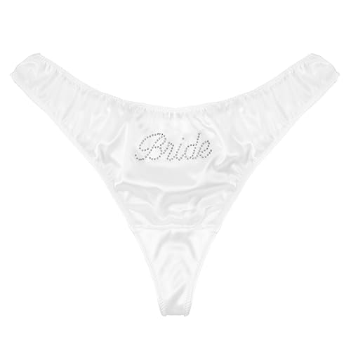xo, Fetti Bachelorette Party Ivory Satin Rhinestone Bride Thong, Small | Bachelorette Party...