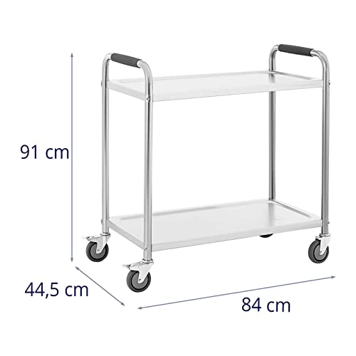 Royal Catering RCSW-2R.2K serveerwagen 2 boorden 130 kg keukenwagen rolwagen keuken keukenrolwagen - Afbeelding 7