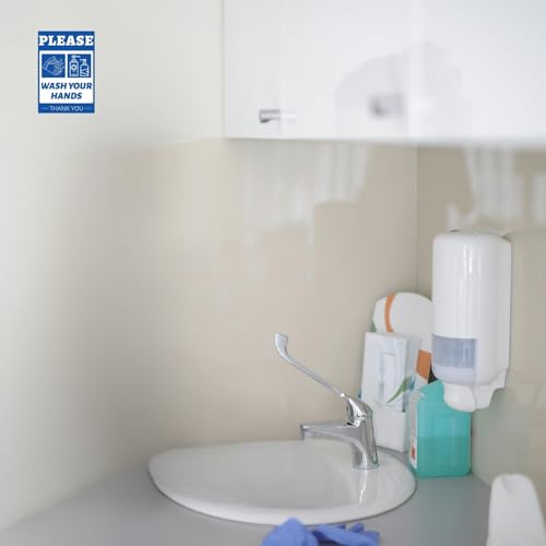 Image of CVANU PLEASE Wash Your Hands THANK YOU Warning Safety Self-Adhesive Waterproof PVC Vinyl Sign Sticker Size (11.7inchX8.3inch) Pack of 5