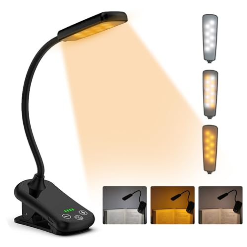 La Mejor Recopilación de Lampara clip - solo los mejores. 44 VASA NAMA 16 LEDs Luz de Lectura con Clip, Luz de Libro USB Recargable con 3 Colores y Atenuación Continua, 360° Flexible, Control Táctil/Indicador de Encendido para Estudio,...