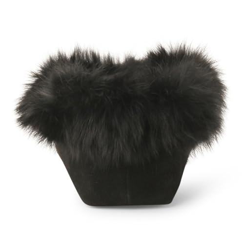 Image of Manitobah Tipi Moccasin - Womens Indoor Slipper, Fleece-Lined, Suede Leather, Rabbit Fur Trim