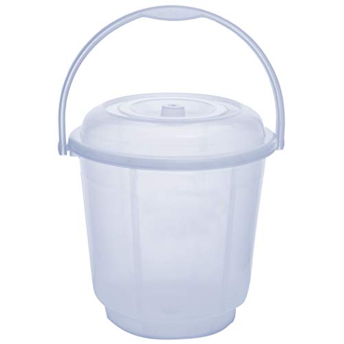 Image of Kuber Industries 2 Pieces Unbreakable Virgin Plastic Bathroom Bucket with Lid with Mug Combo Transparent, (1 Pc 18 LTR Bucket with Lid & 1 Pc 2 LTR Mug)-KUBMART839