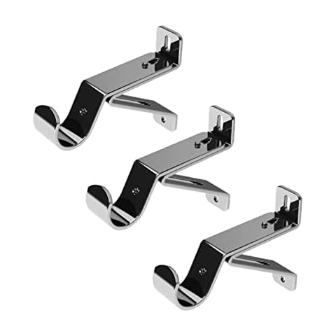 ABC Decor Heavy Duty 28mm Metal Curtain Pole brackets, Strong Metal brackets, Chrome (3) Cover