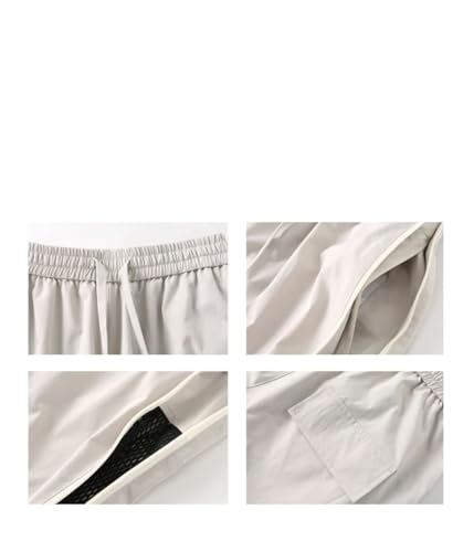 Mens Summer Pants Light&Thin Quick Drying Cargo Loose Sweatpants Soft Side Zipper Grid Design Outdoors Trousers2