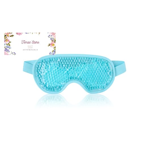 Temas Cooling Eye Mask for Puffy Eyes, Reusable Hot Cold Therapy Gel Cold Eye Mask for Migraine, Headache, Dark Circles, Dry Eyes, Swollen Eyes, Sinus Pain - Blue Green and Purple (Sky Blue)