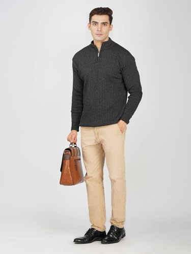 Image of LOQUE Men's Wool Blend Selection Sweater Half Zip High Neck Pullover Warm Casual Winter Wear for Office and Travel