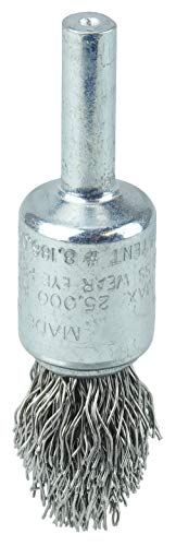 Image of Weiler 10315 Controlled Flare Crimped Wire End Brush 1 /2 inch, .020 inch Stainless Steel Fill, Made in The USA (Pack of 10)