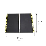 PEPE Mobility Rollstuhlrampe 60 cm für Stufen und Bordsteine, rutschfeste Schwellenrampe 7 bis 15 cm Höhe, Aluminium Rampe für Rollstuhl bis 272 kg, Treppenrampe