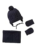 Fermeture par lien à nouer VERTBAUDET Ensemble Bonnet Snood Moufles Bébé Garçon Encre 12/18M(74/81)