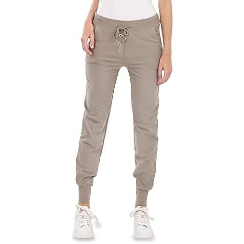 Malito 8021-G Pantalones de chándal marrones para mujer Cover