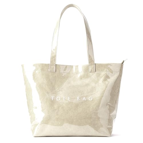 Image of KALIDI PVC Zipper Tote Bag, Jelly Kraft Paper Beach Bag Large Hobo Carry All Travel Shopping Handbag Plastic Shoulder Bag