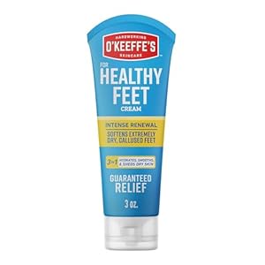 O’Keeffe’s for Healthy Feet Intense Renewal Cream with Urea & Alpha Hydroxy Acid – 3 oz Tube (1 Pack) – Chemically Exfoliates and Softens Extremely Callused, Dry Feet