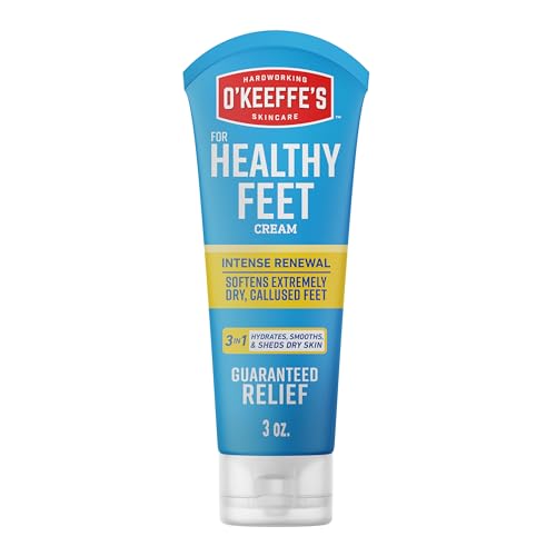 O’Keeffe’s for Healthy Feet Intense Renewal Cream with Urea & Alpha Hydroxy Acid – 3 oz Tube (1 Pack) – Chemically Exfoliates and Softens Extremely Callused, Dry Feet