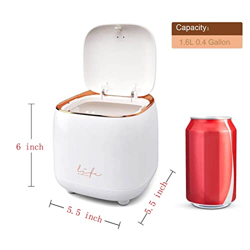 Mini caneca de basura de escritorio 1.6L con tapa blanca miniatura 6