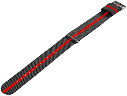 20mm Smoke/Cherry Long - BARTON Watch Bands - Ballistic Nylon Military Style Straps