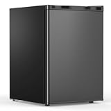 COWSAR 2.6 Cu.Ft Mini Fridge with Freezer, Single-Door Compact Refrigerator, 7 Settings Temperature Adjustable, 2 Removable Shelves, Commercial Small fridge for Bedroom, Office, Kitchen, Dorm, Black