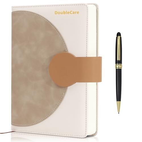 DoubleCare Lined Notebook Journal for Women Men A5 Journaling Notebooks 150 Pages 80 GSM Leather Journal with Magnetic Buckle Closure and Luxury Pen Suitable for Writing Diary Note 5.9x8.5 In