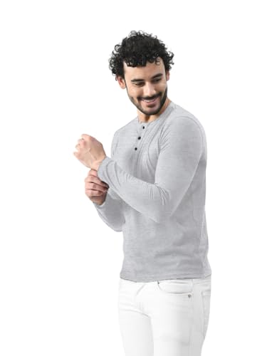 Image of Blisstone Men's Long Sleeve Henley T-Shirt with Button Placket | Soft & Comfortable Casual Wear