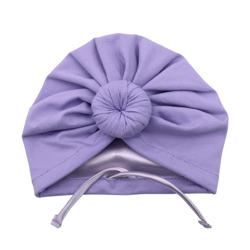 Image of Silky Satin Lined Turban Hat for Babies Infant Toddler Girls Boys Bonnet Newborn Cotton Beanie Little Kids Shower Caps